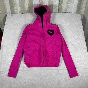 Victoria's Secret Pink Zip Up Hoodie Womens Pink Long Sleeve Sequin Size M